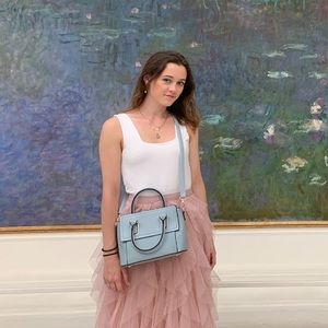 Light Blue 3 Compartment Crossbody